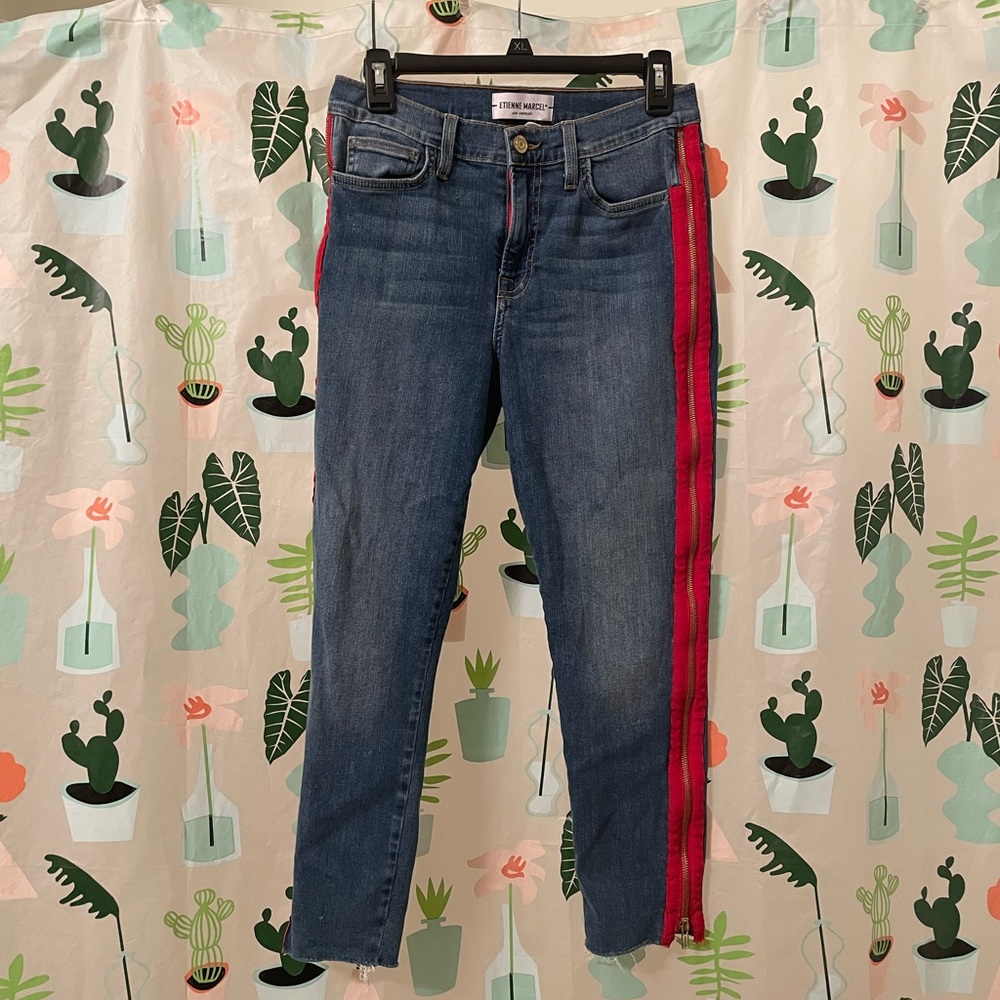 Unique Etienne Marcel Red Zipper Jean